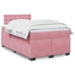 Pat box spring cu saltea, negru, 120×190 cm, catifea
