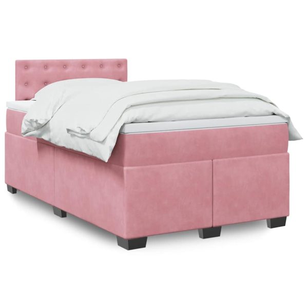 Pat box spring cu saltea, negru, 120×190 cm, catifea