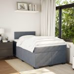 Pat box spring cu saltea, gri închis, 120×200 cm, catifea
