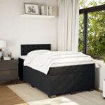 Pat box spring cu saltea, negru, 120×200 cm, catifea