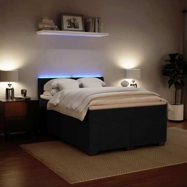 Pat box spring cu saltea, negru, 140×200 cm, catifea