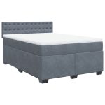 Pat box spring cu saltea, gri închis, 160×200 cm, catifea