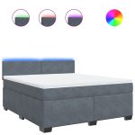 Pat box spring cu saltea, gri închis, 180×200 cm, catifea