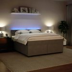 Pat box spring cu saltea, gri deschis, 180×200 cm, catifea