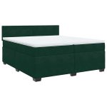 Pat box spring cu saltea, verde închis, 200×200 cm, catifea