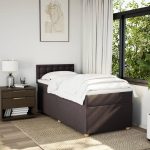 Pat box spring cu saltea, maro închis, 80×200 cm, textil