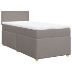 Pat box spring cu saltea, gri taupe, 90×190 cm, textil
