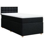 Pat box spring cu saltea, negru, 90×190 cm, textil