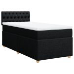 Pat box spring cu saltea, negru, 90×200 cm, textil