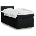 Pat box spring cu saltea, negru, 90×200 cm, textil