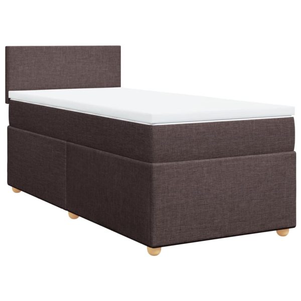 Pat box spring cu saltea, maro închis, 100×200 cm, textil