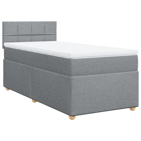 Pat box spring cu saltea, gri deschis, 100×200 cm, textil
