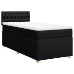 Pat box spring cu saltea, negru, 100×200 cm, textil