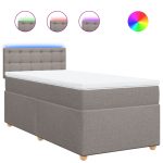 Pat box spring cu saltea, gri taupe, 100×200 cm, textil