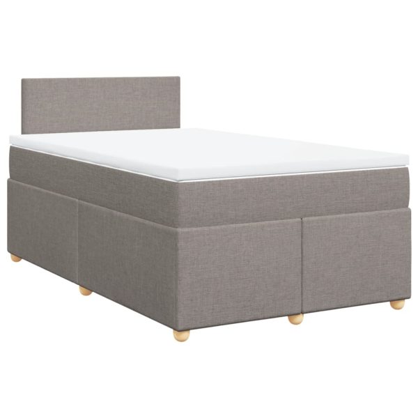 Pat box spring cu saltea, taupe, 120×190 cm material textil