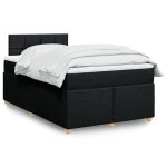 Pat box spring cu saltea, negru, 120×190 cm, catifea