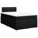 Pat box spring cu saltea, negru, 120×190 cm, catifea
