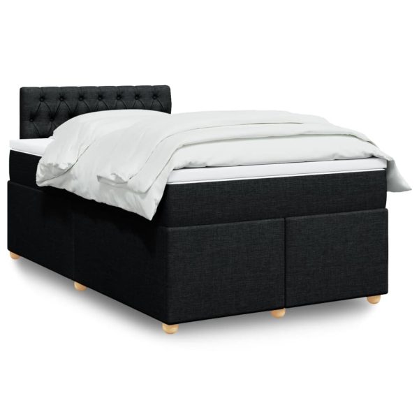 Pat box spring cu saltea, negru, 120×190 cm, catifea