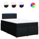Pat box spring cu saltea, negru, 120×200 cm, textil