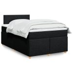 Pat box spring cu saltea, negru, 120×200 cm, textil