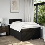 Pat box spring cu saltea, negru, 120×200 cm, textil