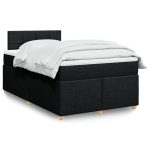 Pat box spring cu saltea, negru, 120×200 cm, textil