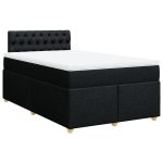 Pat box spring cu saltea, negru, 120×200 cm, textil