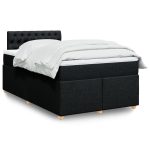 Pat box spring cu saltea, negru, 120×200 cm, textil