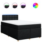 Pat box spring cu saltea, negru, 120×200 cm, textil