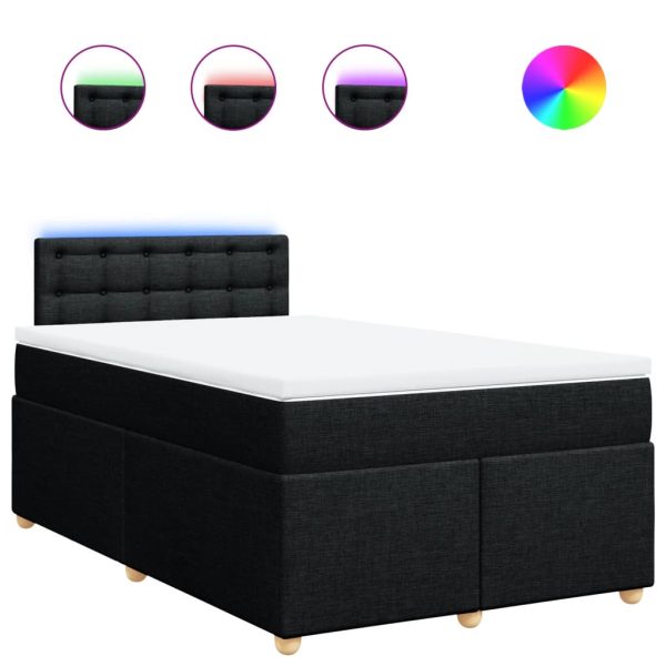 Pat box spring cu saltea, negru, 120×200 cm, textil