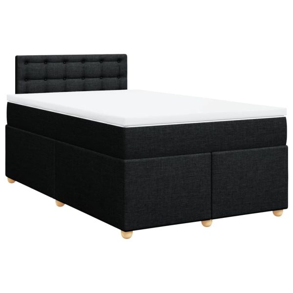 Pat box spring cu saltea, negru, 120×200 cm, textil