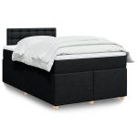 Pat box spring cu saltea, negru, 120×200 cm, textil