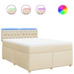 Pat continental cu saltea, crem, 140×200 cm, material textil
