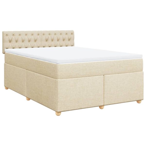 Pat continental cu saltea, crem, 140×200 cm, material textil