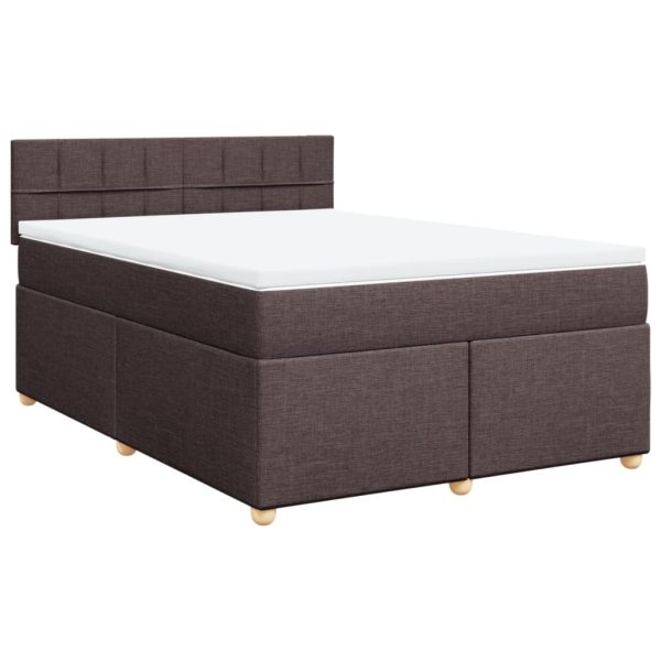 Pat box spring cu saltea, maro închis, 160×200 cm, textil
