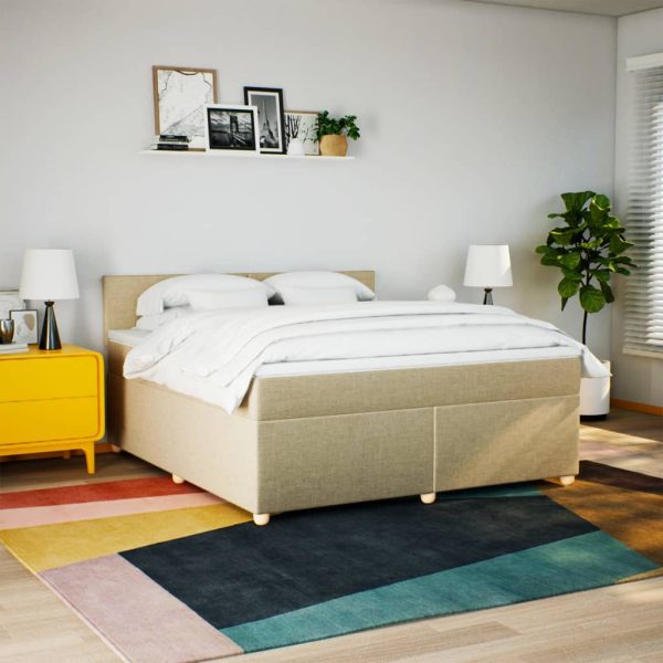 Pat continental cu saltea, crem, 180×200 cm, textil