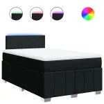 Pat box spring cu saltea, negru, 120×190 cm, catifea