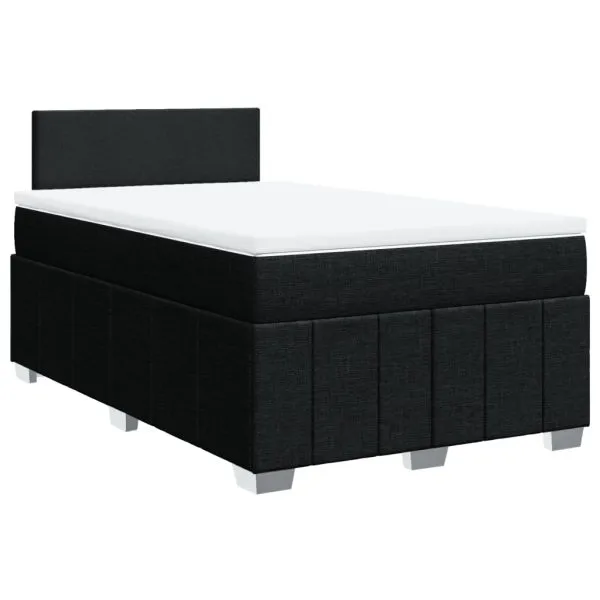 Pat box spring cu saltea, negru, 120×190 cm, catifea