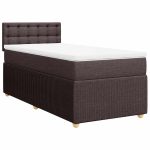 Pat box spring cu saltea, maro închis, 90×190 cm, textil