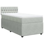 Pat box spring cu saltea, gri deschis, 90×200 cm, catifea