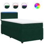 Pat box spring cu saltea, verde închis, 100×200 cm, catifea