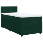 Pat box spring cu saltea, verde închis, 100×200 cm, catifea