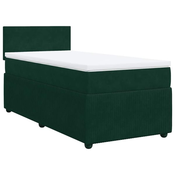 Pat box spring cu saltea, verde închis, 100×200 cm, catifea