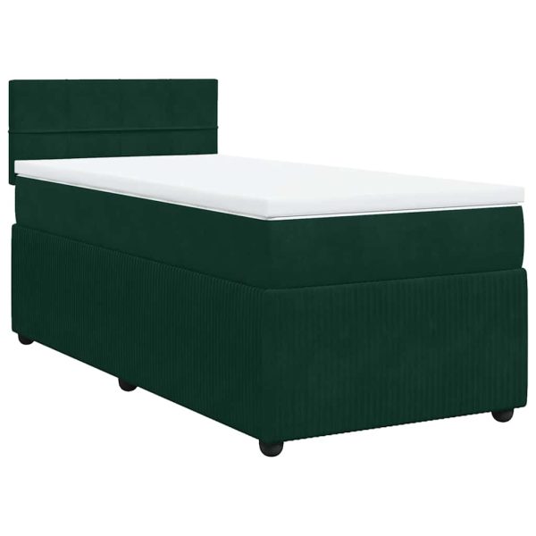 Pat box spring cu saltea, verde închis, 100×200 cm, catifea