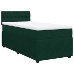 Pat box spring cu saltea, verde închis, 100×200 cm, catifea