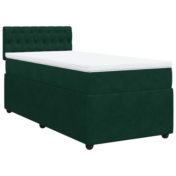 Pat box spring cu saltea, verde închis, 100×200 cm, catifea