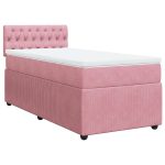 Pat box spring cu saltea, roz, 100×200 cm, catifea