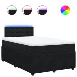 Pat box spring cu saltea, negru, 120×190 cm, catifea