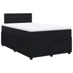 Pat box spring cu saltea, negru, 120×190 cm, catifea