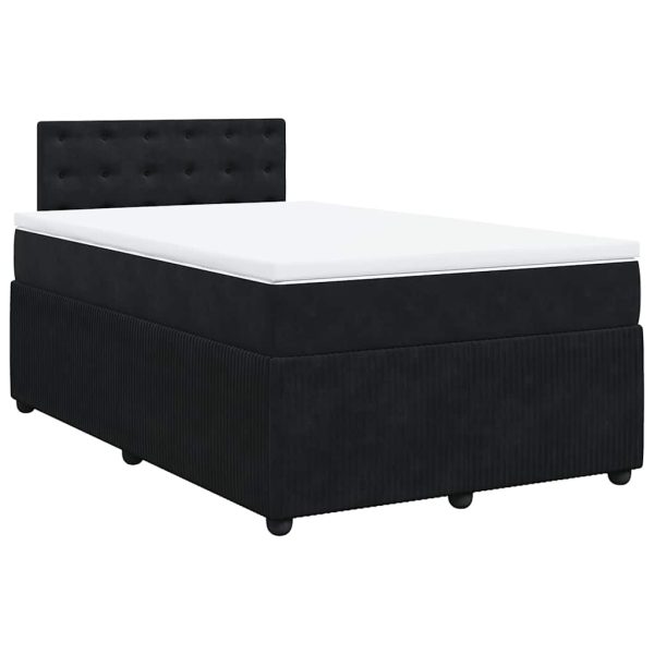 Pat box spring cu saltea, negru, 120×190 cm, catifea